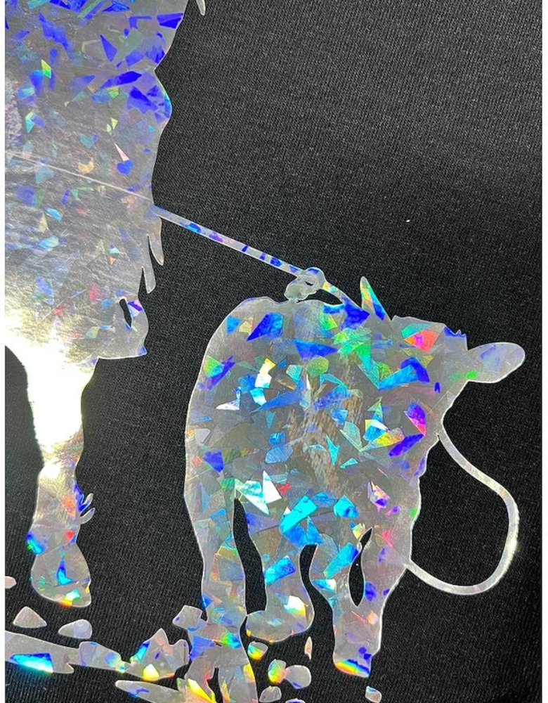 Black Laser Western Cowboy Graphic Crewneck Tee