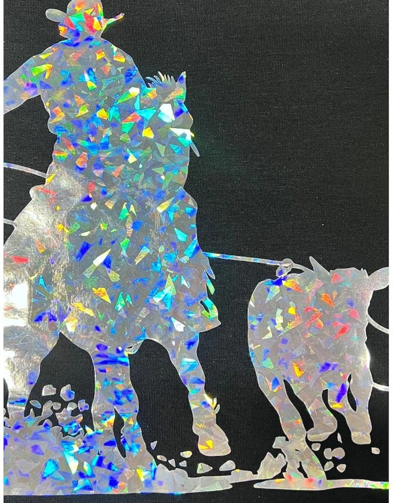 Black Laser Western Cowboy Graphic Crewneck Tee