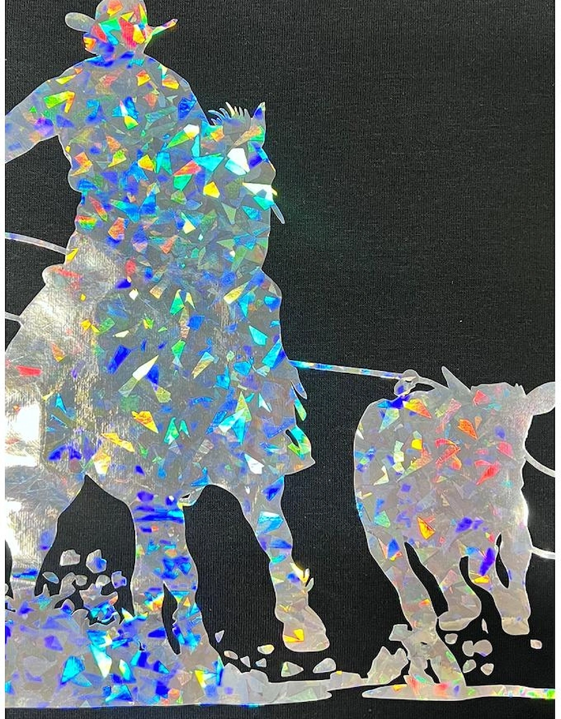 Black Laser Western Cowboy Graphic Crewneck Tee