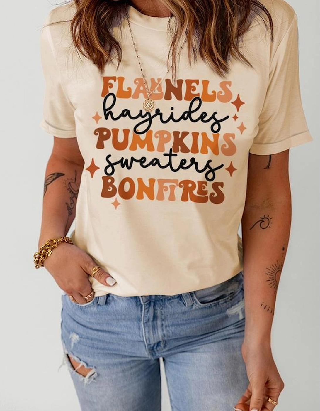 Khaki Flannels Hayrides Pumpkins Sweaters Bonfires Tee