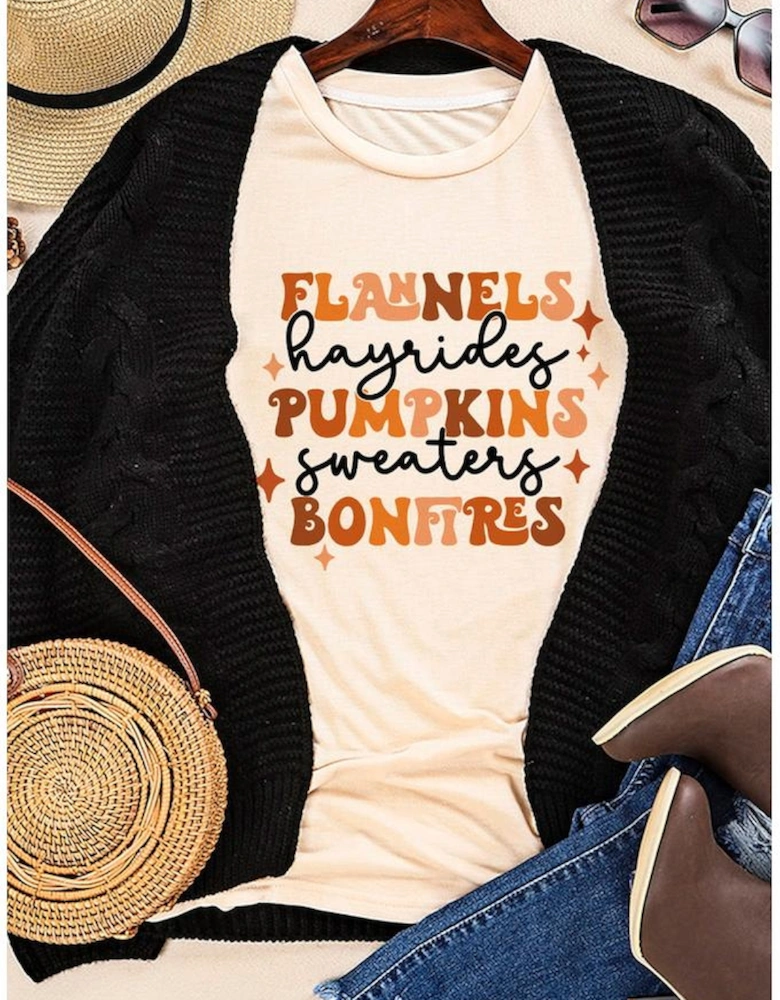 Khaki Flannels Hayrides Pumpkins Sweaters Bonfires Tee
