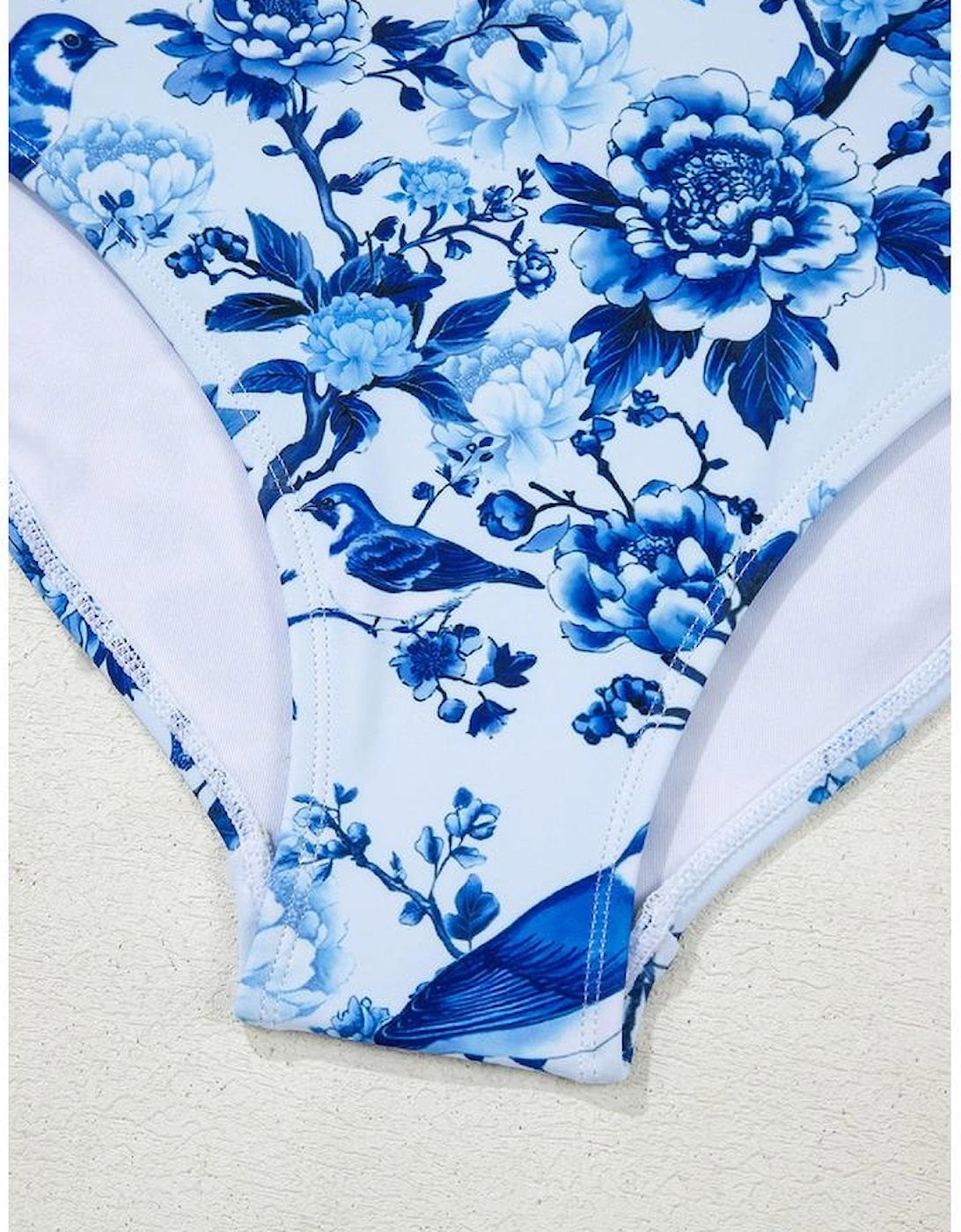 Blue Cutout Ruffled Spaghetti Strap One-Piece Swimwear