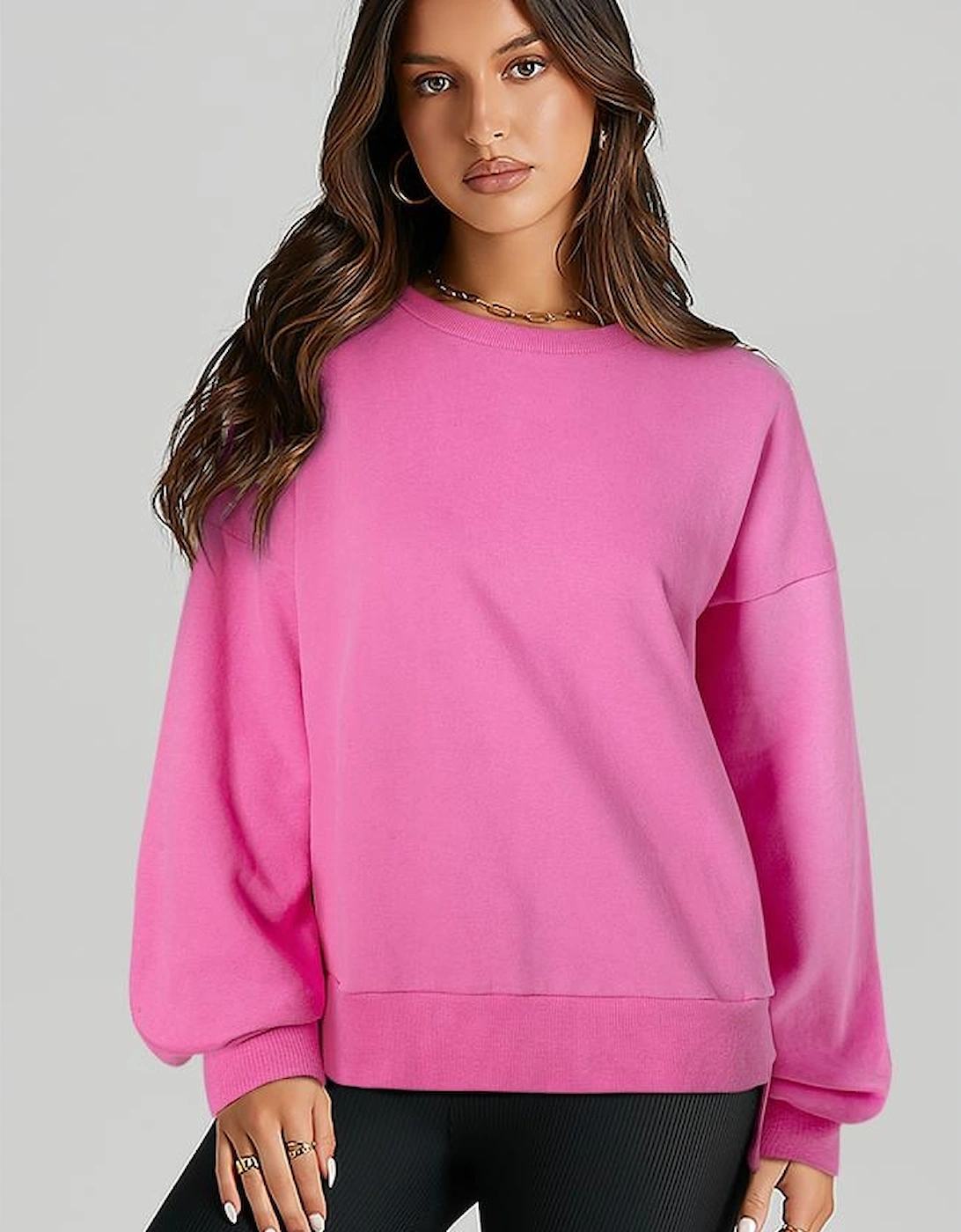 Bonbon Solid Fleece Lined Drop Shoulder High Low Sweatshirt, 16 of 15