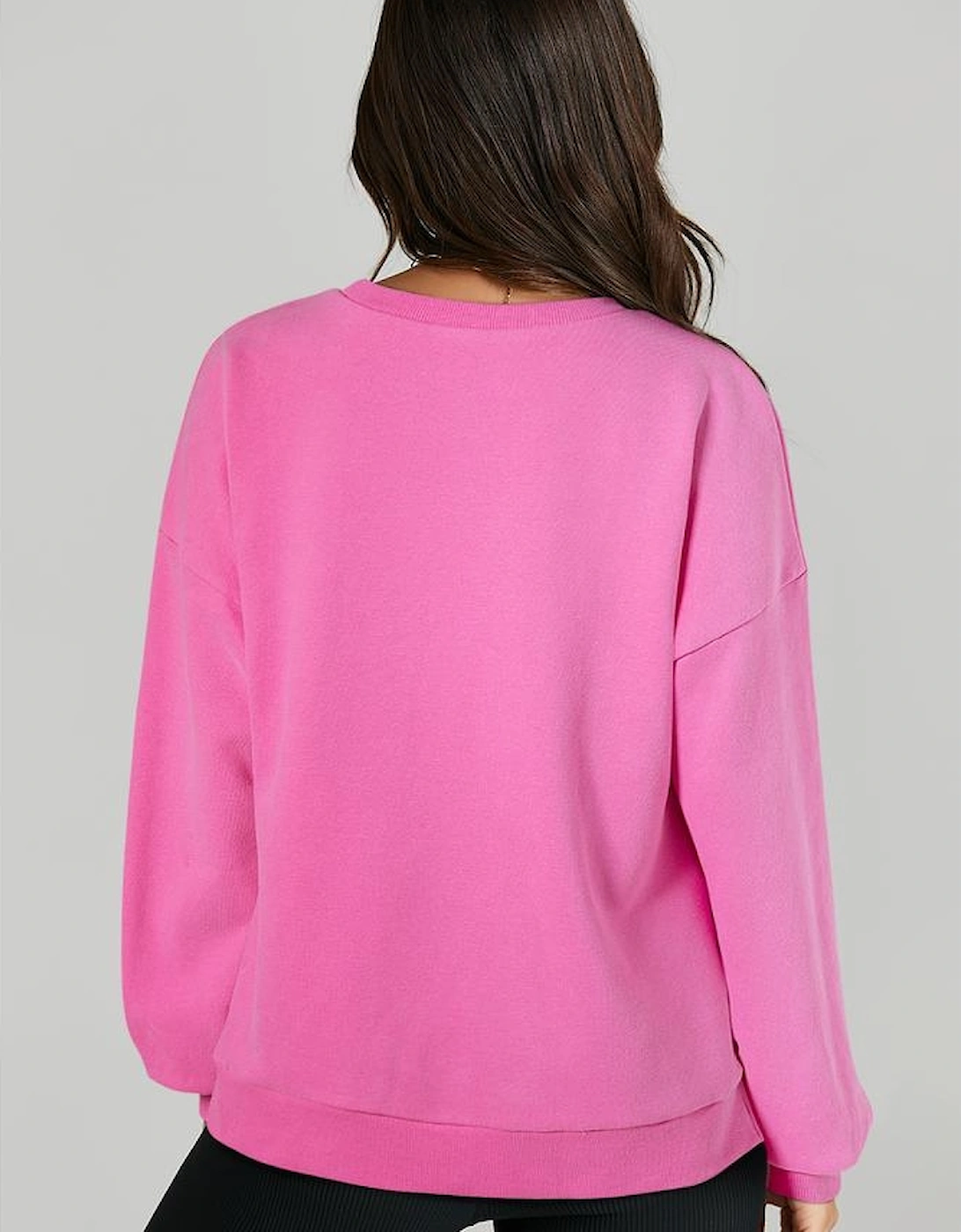 Bonbon Solid Fleece Lined Drop Shoulder High Low Sweatshirt
