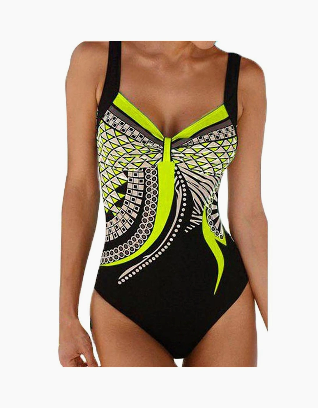 Yellow Tribal Print One Piece Swimsuit