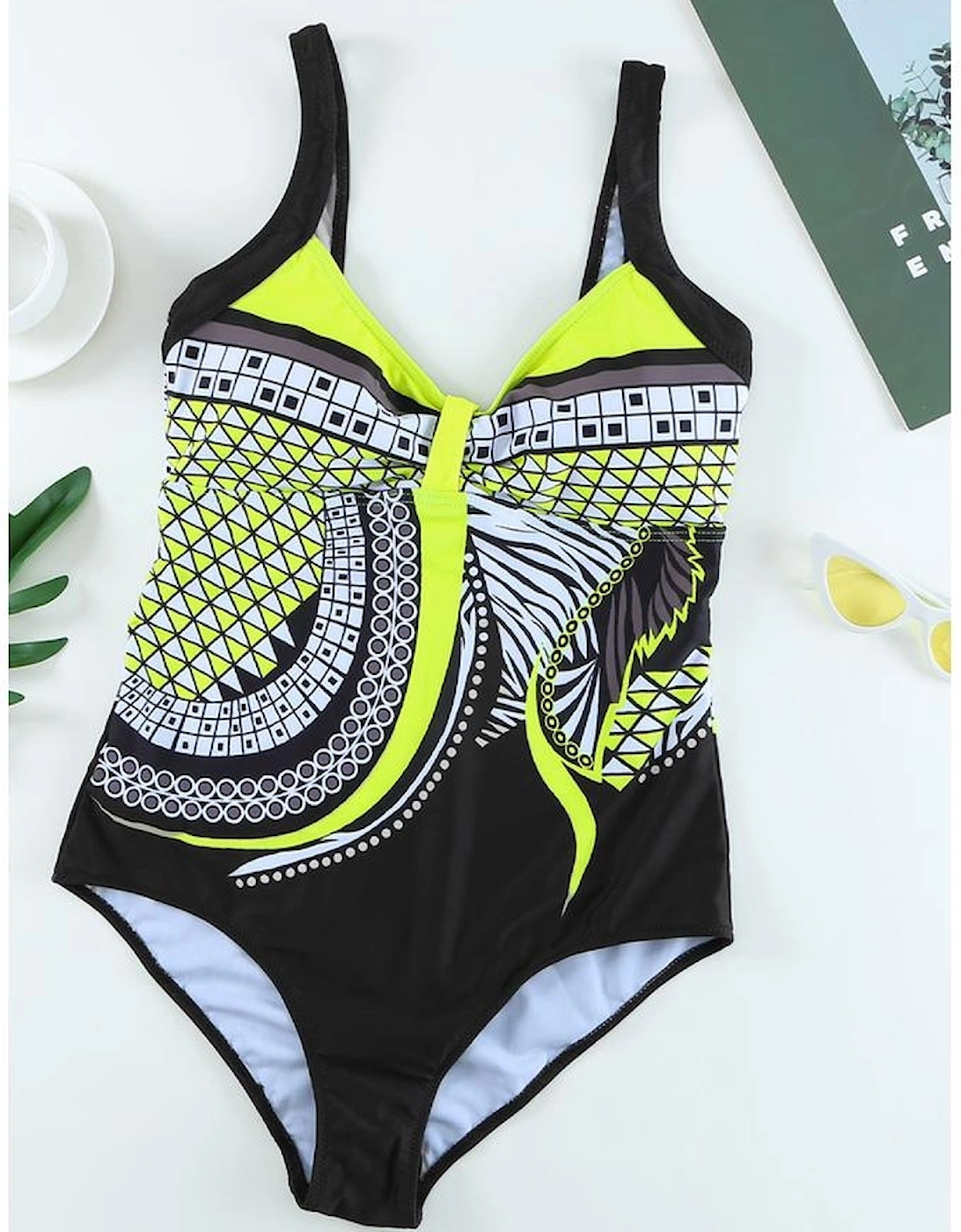 Yellow Tribal Print One Piece Swimsuit