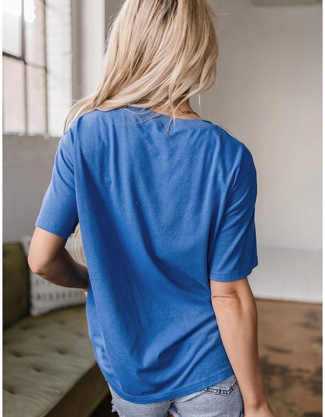 Sky Blue Vintage MOTHERHOOD Letter Graphic T Shirt, 16 of 15