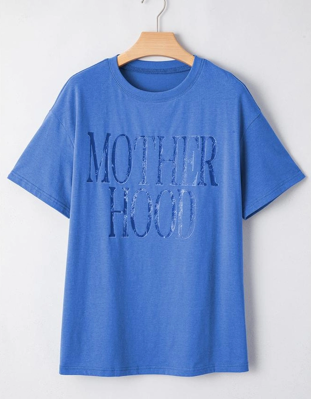 Sky Blue Vintage MOTHERHOOD Letter Graphic T Shirt
