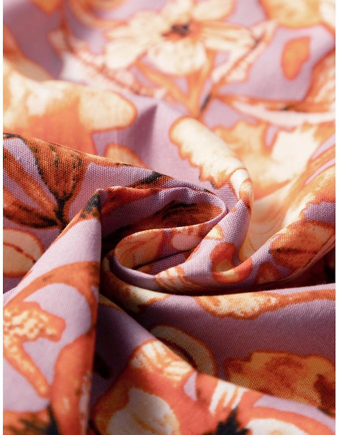 Orange Floral Print Ruffled Flutter Sleeve Frilled V Neck Blouse