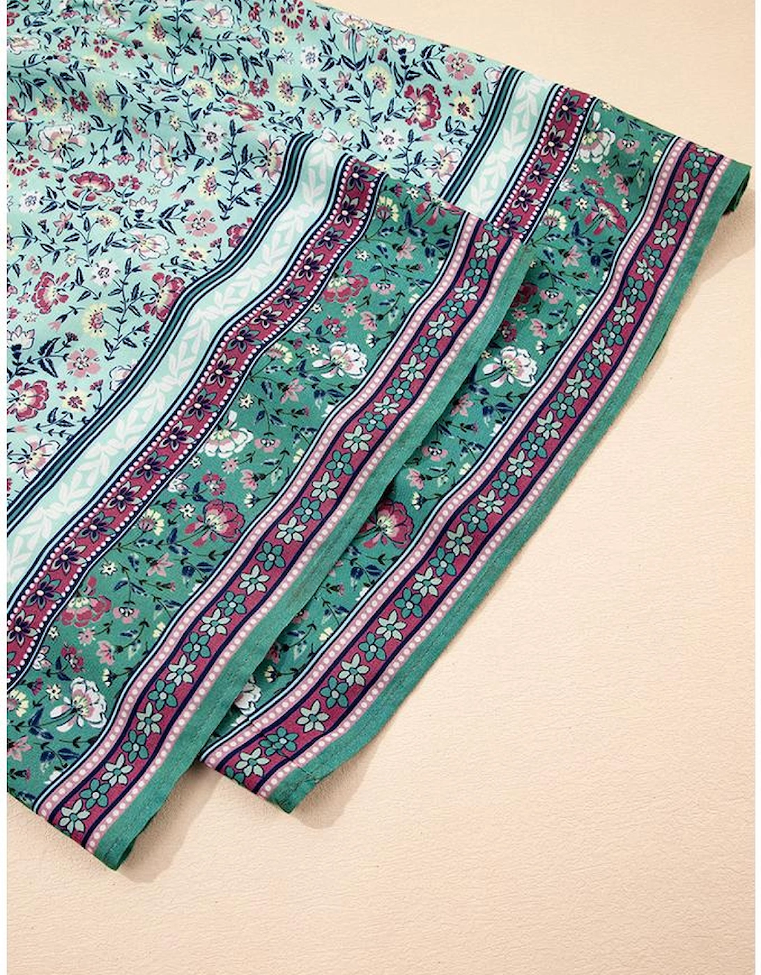 Green Bohemian Floral Ruffle Bottom Spaghetti Strap Jumpsuit