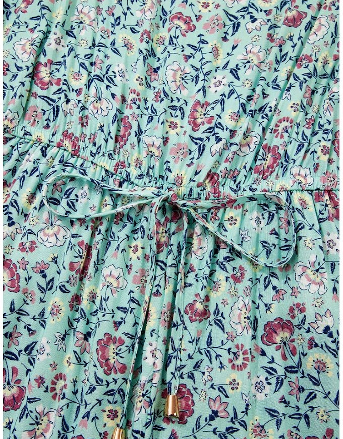 Green Bohemian Floral Ruffle Bottom Spaghetti Strap Jumpsuit