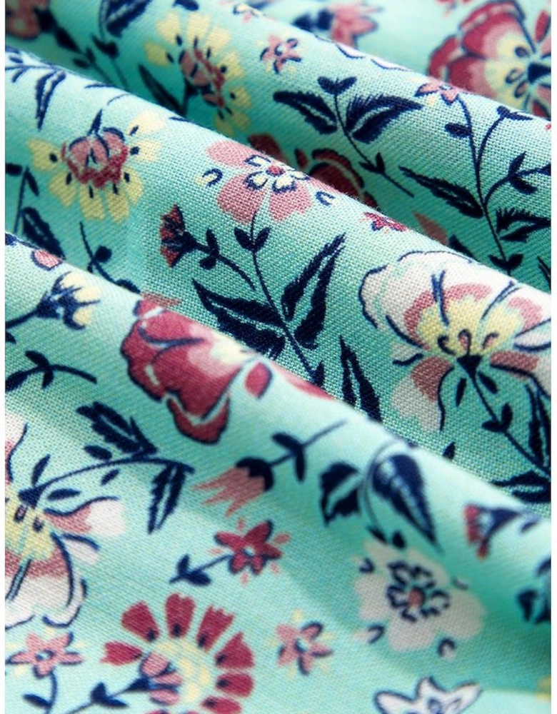 Green Bohemian Floral Ruffle Bottom Spaghetti Strap Jumpsuit