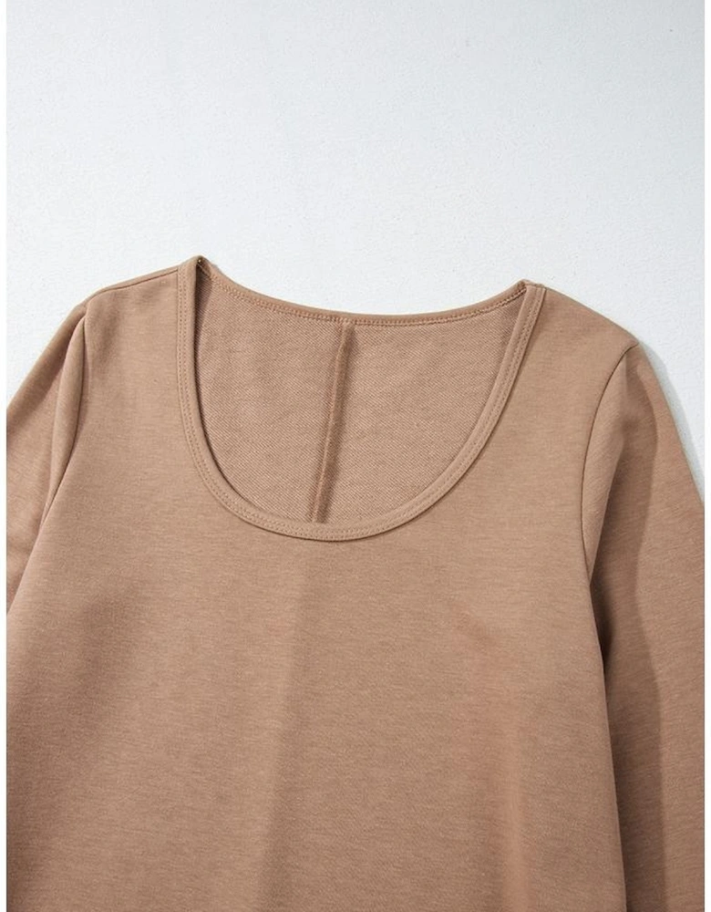 Goat Scoop Neck Tiered Ruffled Hem Long Sleeve Mini Dress