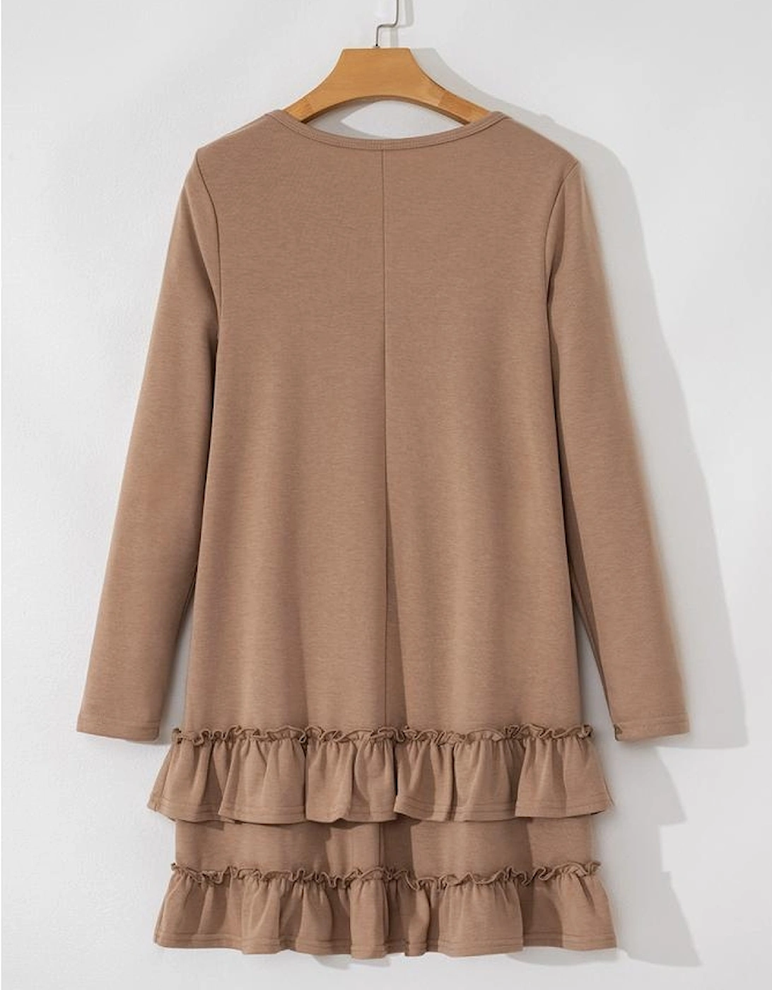 Goat Scoop Neck Tiered Ruffled Hem Long Sleeve Mini Dress