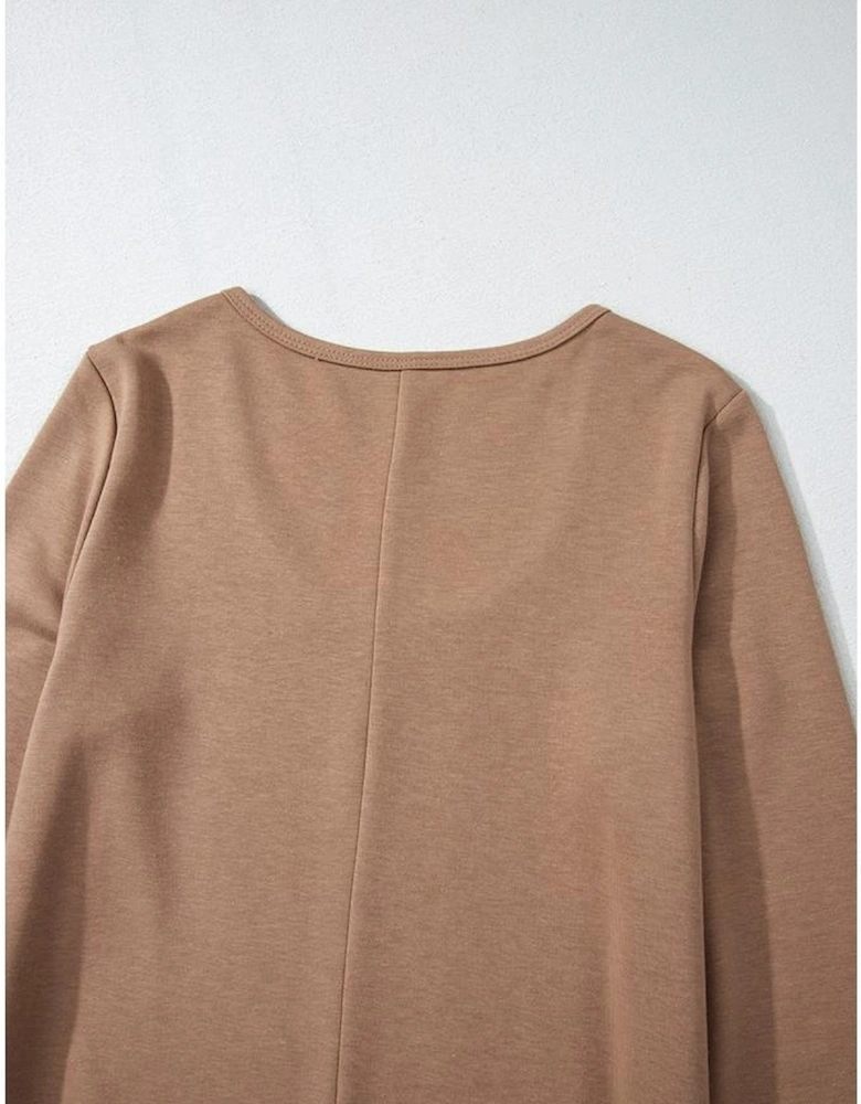 Goat Scoop Neck Tiered Ruffled Hem Long Sleeve Mini Dress