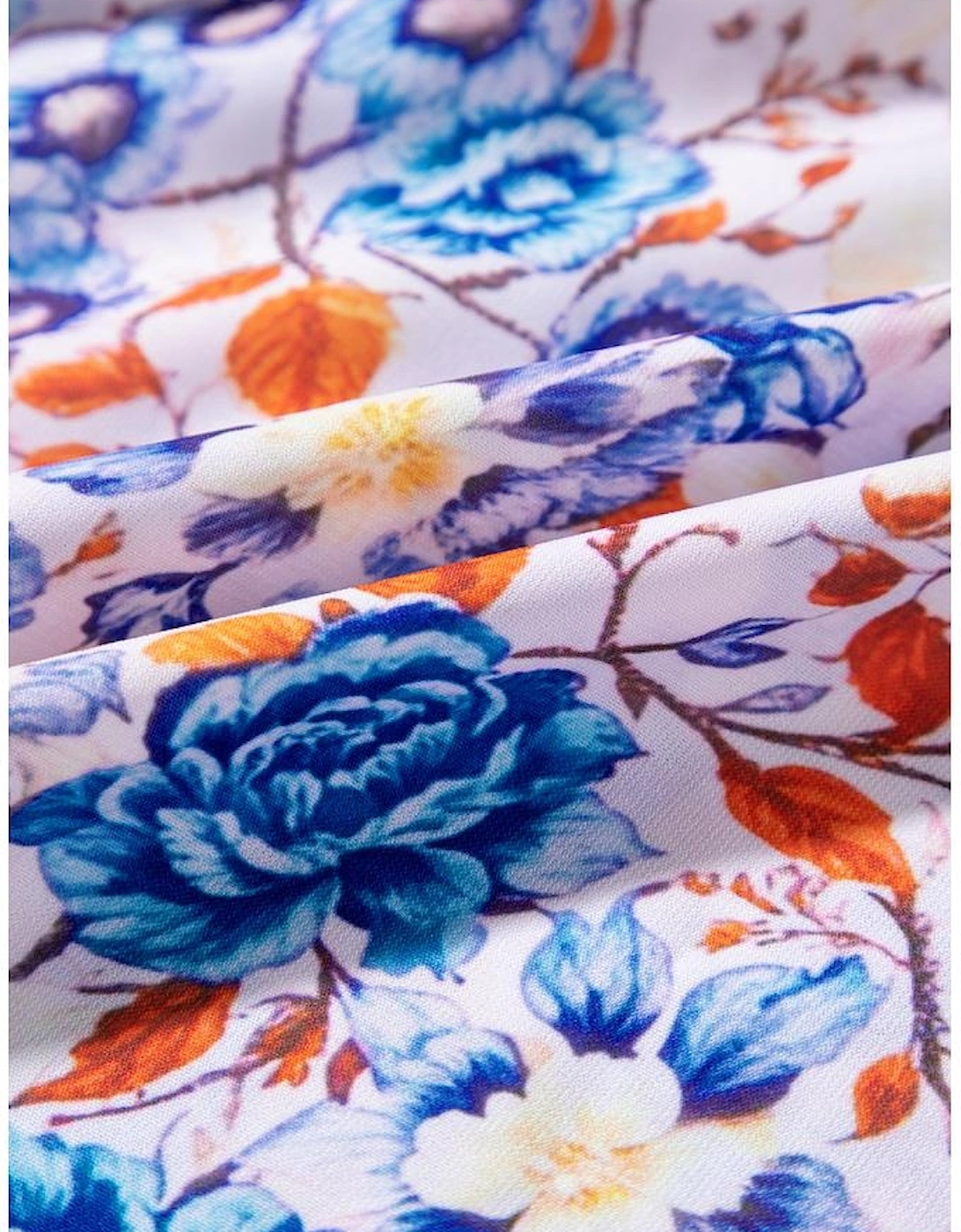 Sky Blue Mixed Floral Print Tie Split Neck Short Sleeve Dress