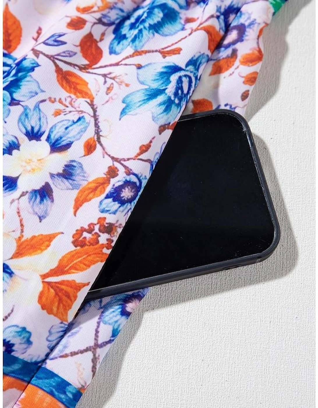 Sky Blue Mixed Floral Print Tie Split Neck Short Sleeve Dress