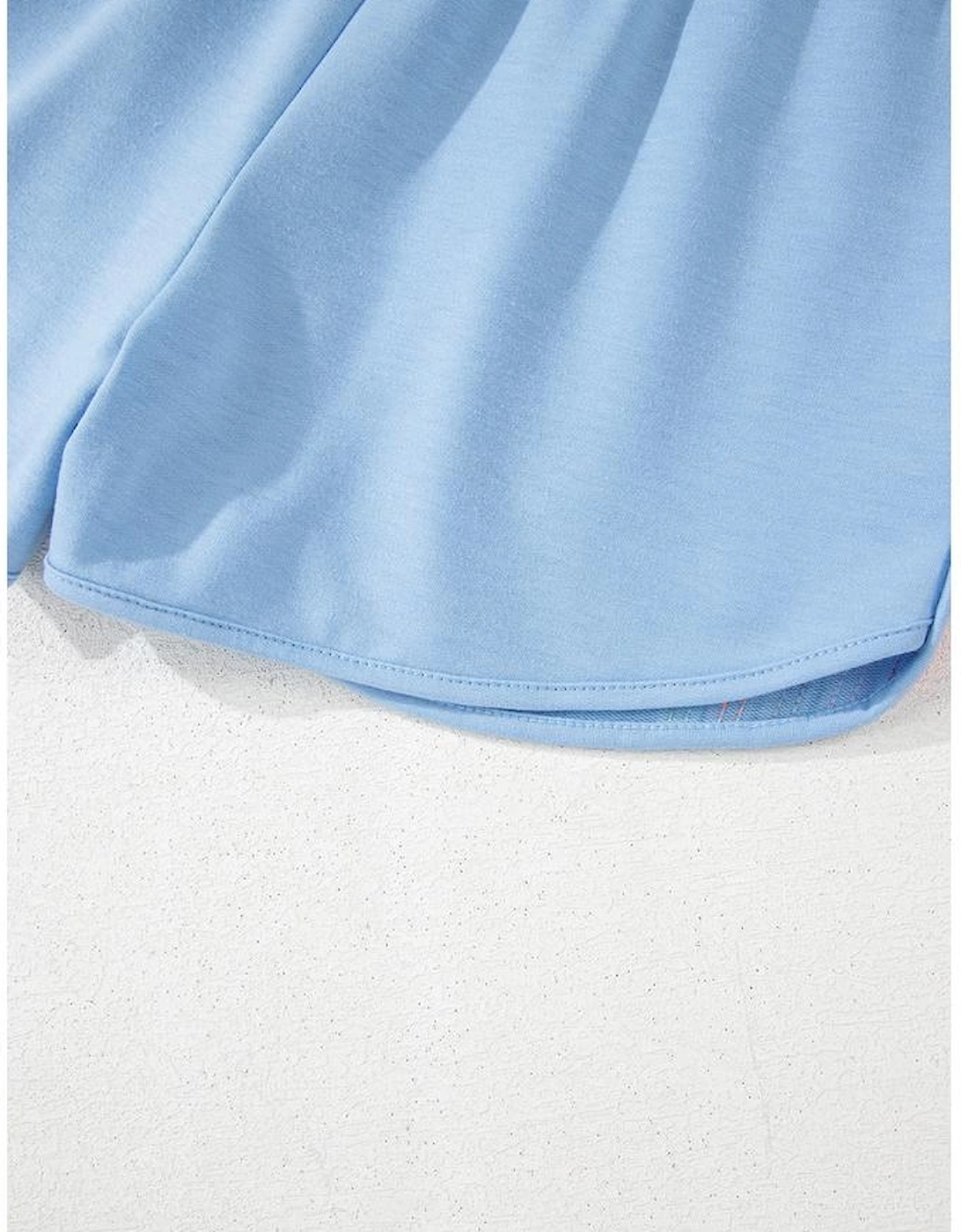 Beau Blue Color Block Stripes Elastic High Waist Active Shorts