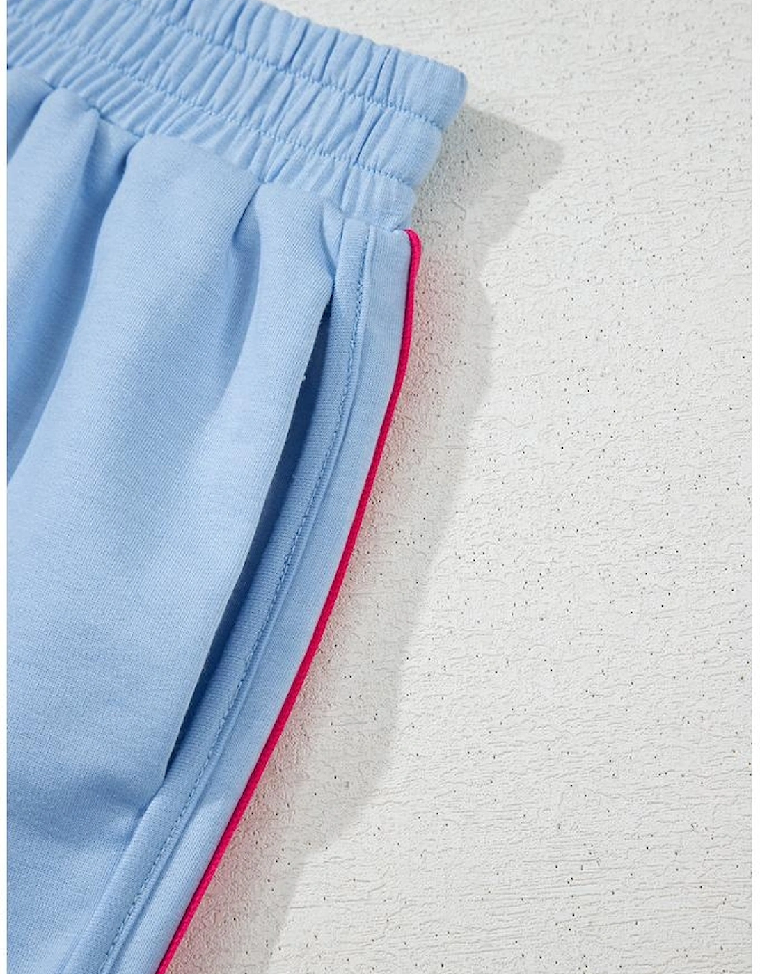 Beau Blue Color Block Stripes Elastic High Waist Active Shorts