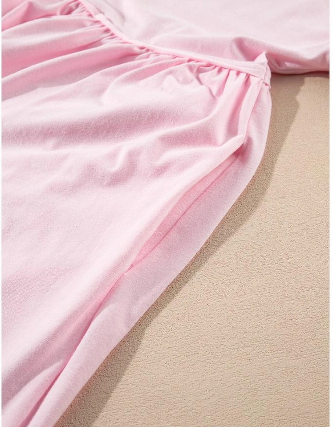 Light Pink Solid Color Pocketed Raw Edge Babydoll Dress