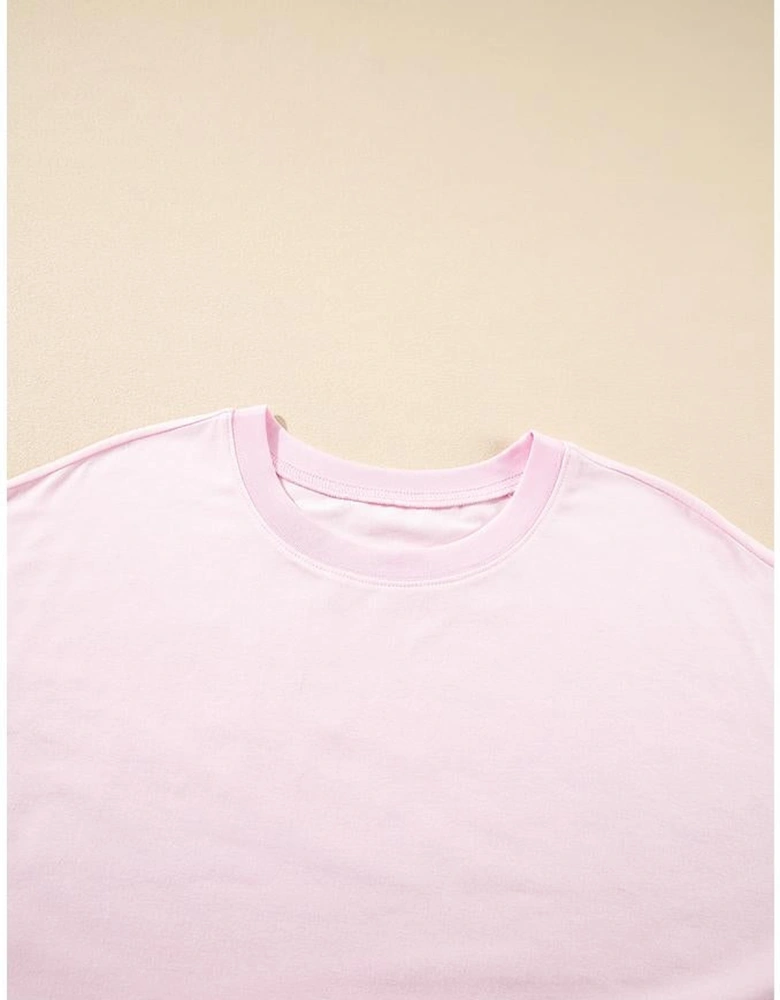 Light Pink Solid Color Pocketed Raw Edge Babydoll Dress