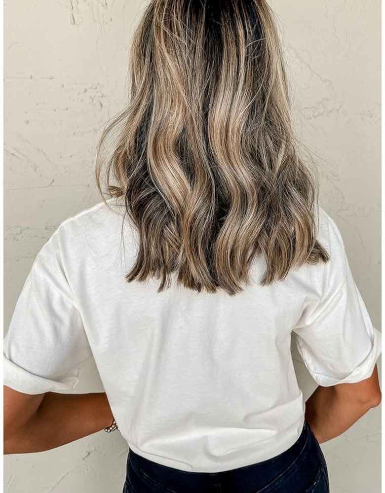 White Crawfish Bow Printed Summer T Shirt