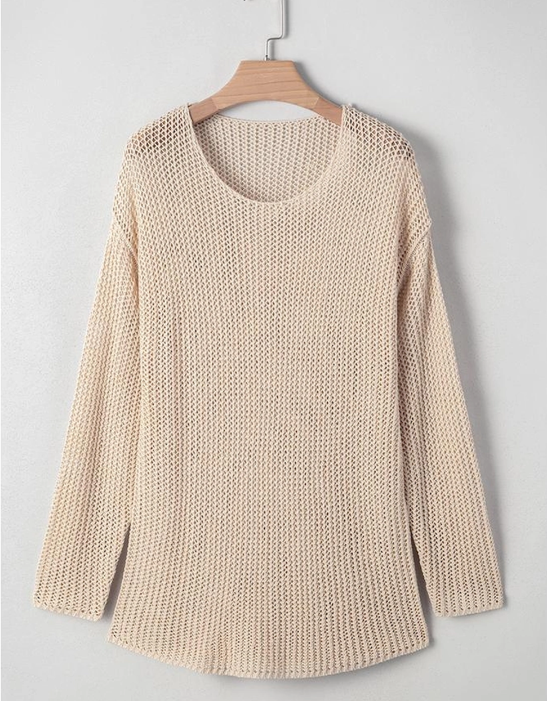 Smoke Gray Crochet Hollow-out Jumper Top Sweater