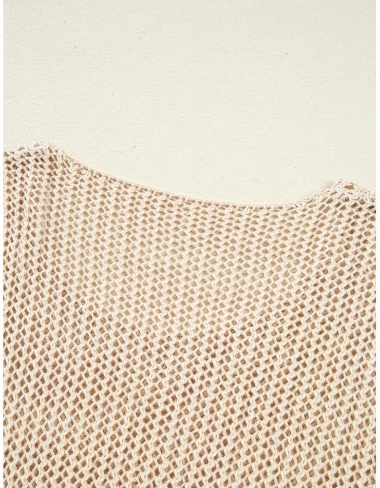 Smoke Gray Crochet Hollow-out Jumper Top Sweater