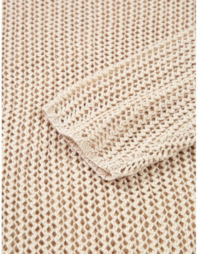 Smoke Gray Crochet Hollow-out Jumper Top Sweater