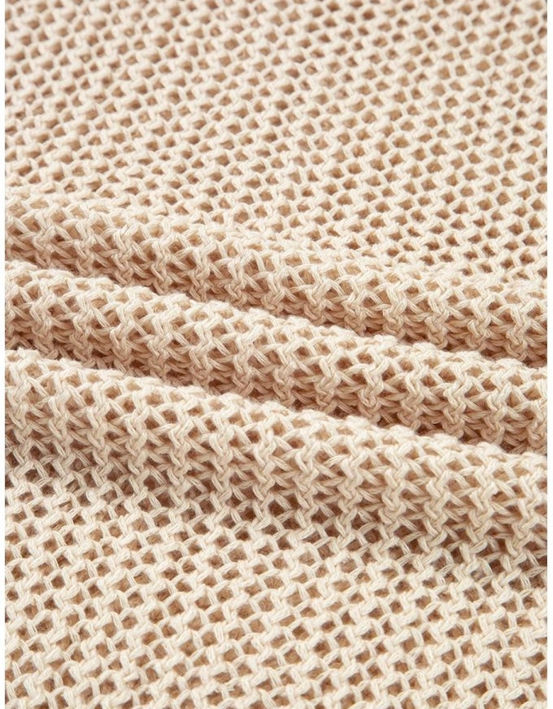 Smoke Gray Crochet Hollow-out Jumper Top Sweater