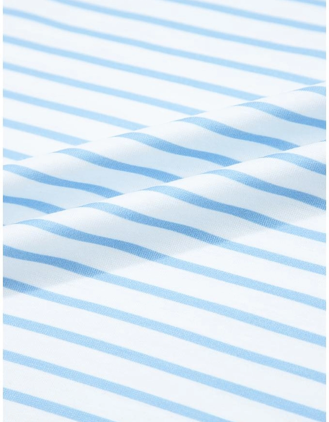 Sky Blue Stripe 3/4 Floral Puff Sleeve Patchwork Drop Shoulder Top