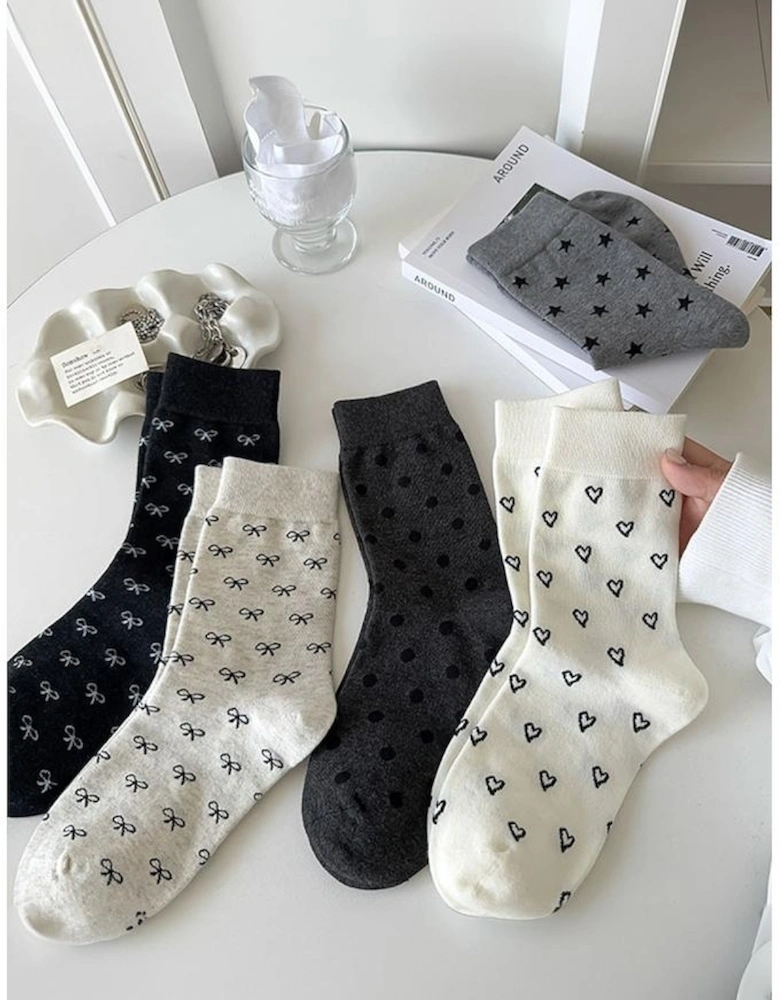 Azura Exchange Black Bow Knots Ribbed Edge Crew Socks