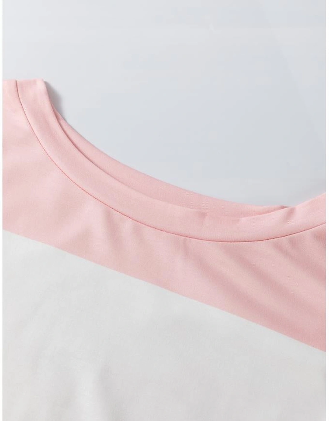 Light Pink Colorblock Striped Drop Shoulder Long Sleeve Top