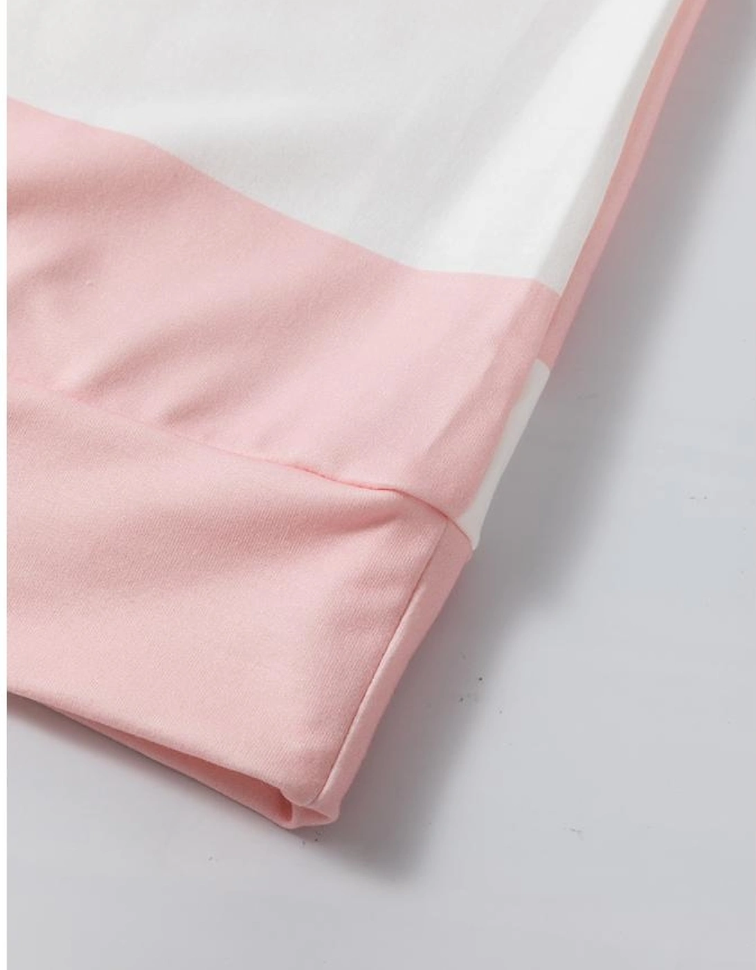 Light Pink Colorblock Striped Drop Shoulder Long Sleeve Top