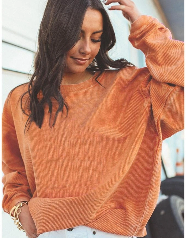 Azura Exchange Oversized Ribbed Corded Sweatshirt