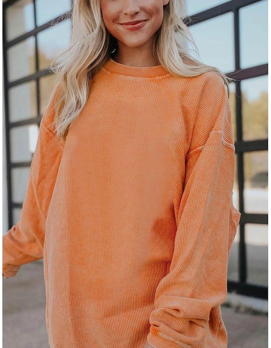 Azura Exchange Oversized Ribbed Corded Sweatshirt