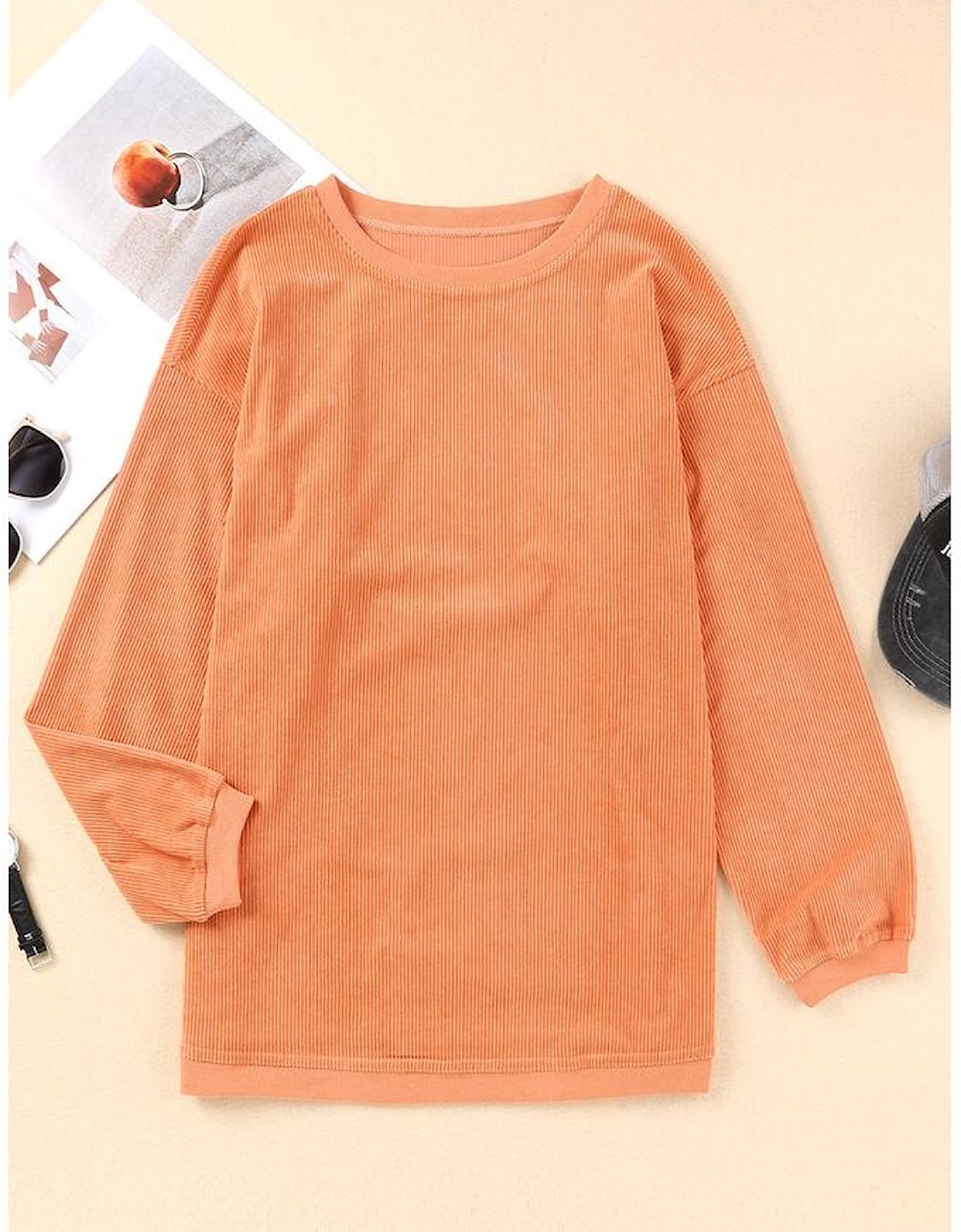 Azura Exchange Oversized Ribbed Corded Sweatshirt