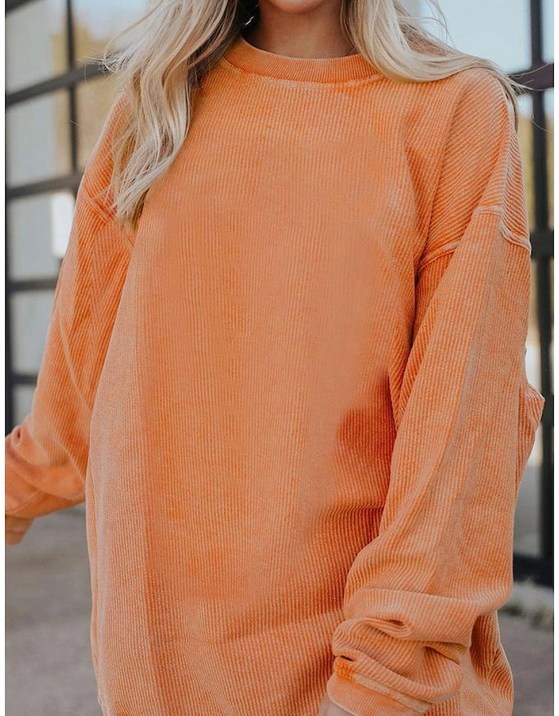 Azura Exchange Oversized Ribbed Corded Sweatshirt