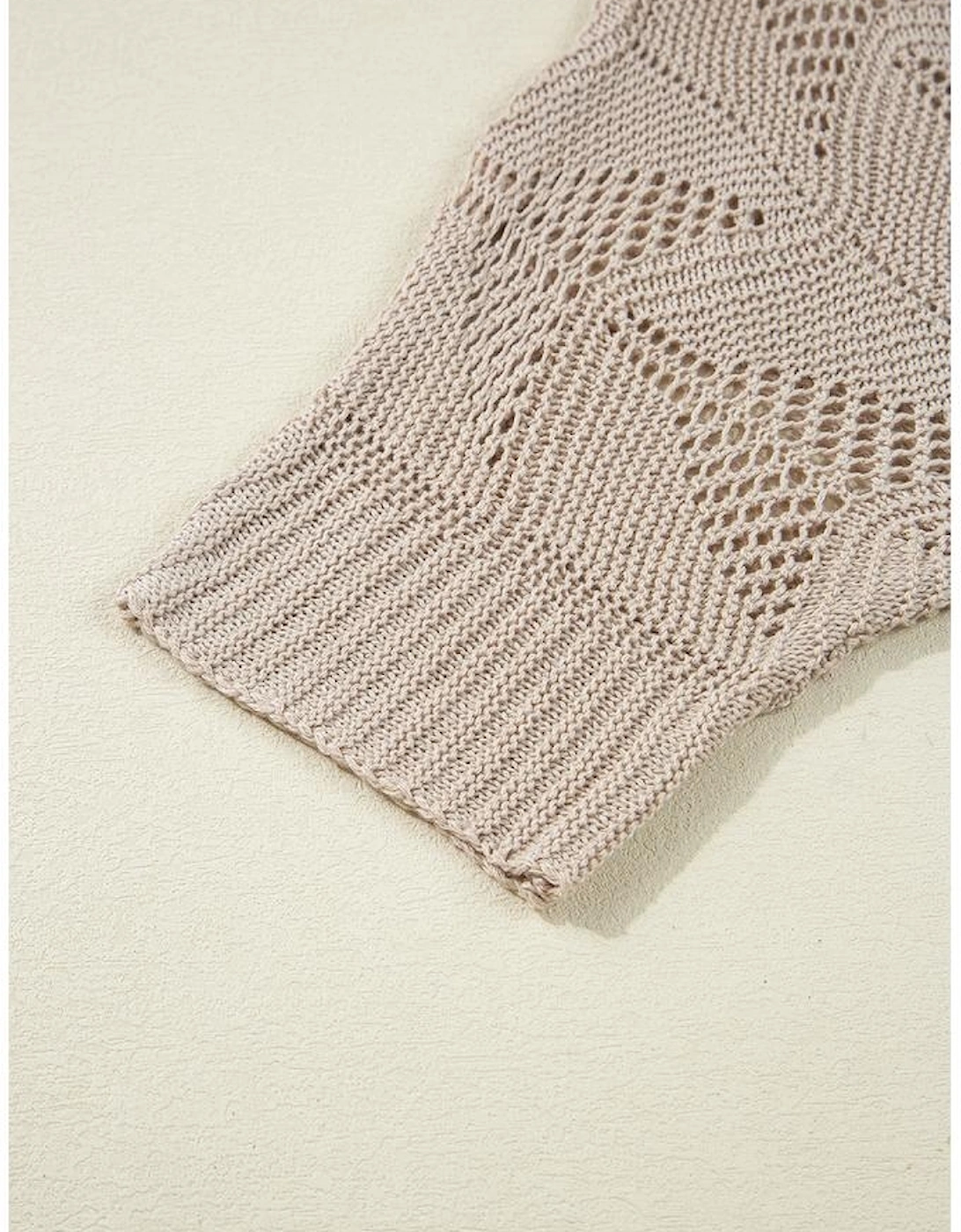 Parchment Hollow Out Knit 7/8 Sleeve Casual Sweater
