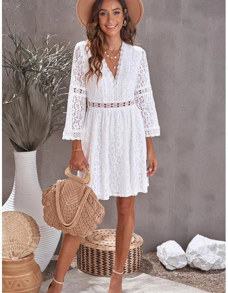 Azura Exchange Black Lace V Neck Mini Dress