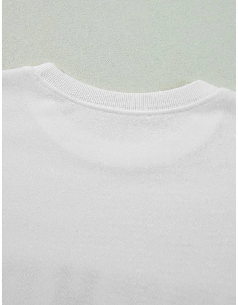 White BIRTHDAY QUEEN Graphic Balloon Sleeve Sweatshirt