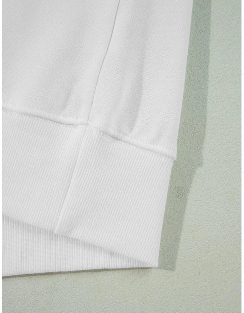 White BIRTHDAY QUEEN Graphic Balloon Sleeve Sweatshirt