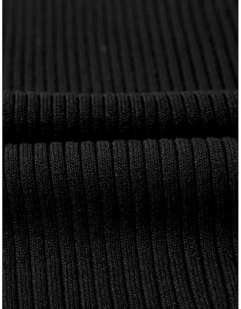 Black Colorblock Edge Ribbed Knit U Neck Tank Top