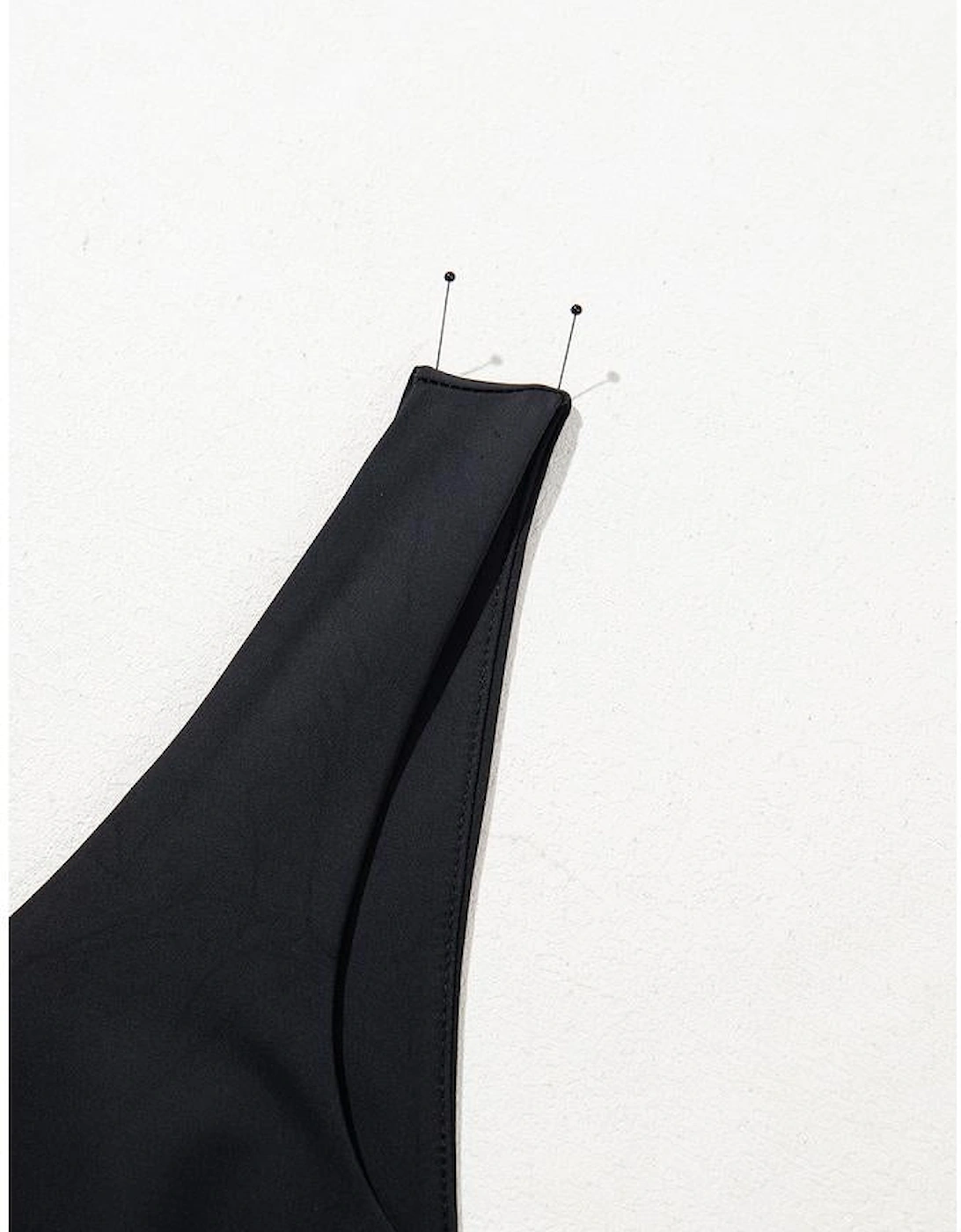 Black Plain Sleeveless Loop Drawstring Cinched Waist Romper