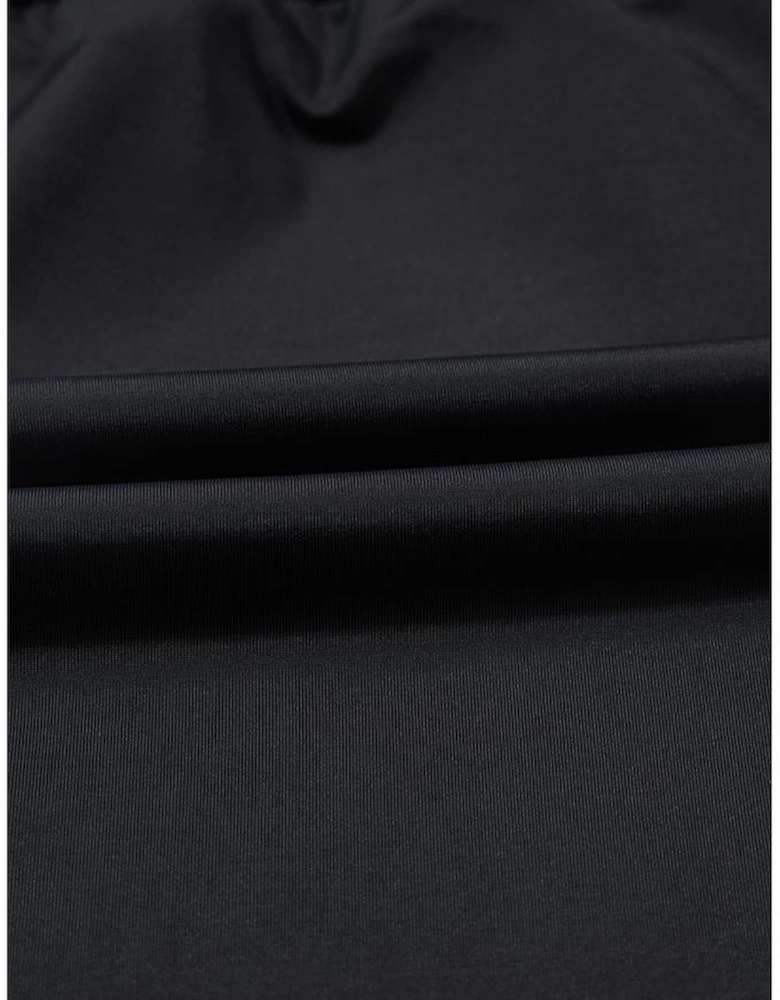 Black Plain Sleeveless Loop Drawstring Cinched Waist Romper