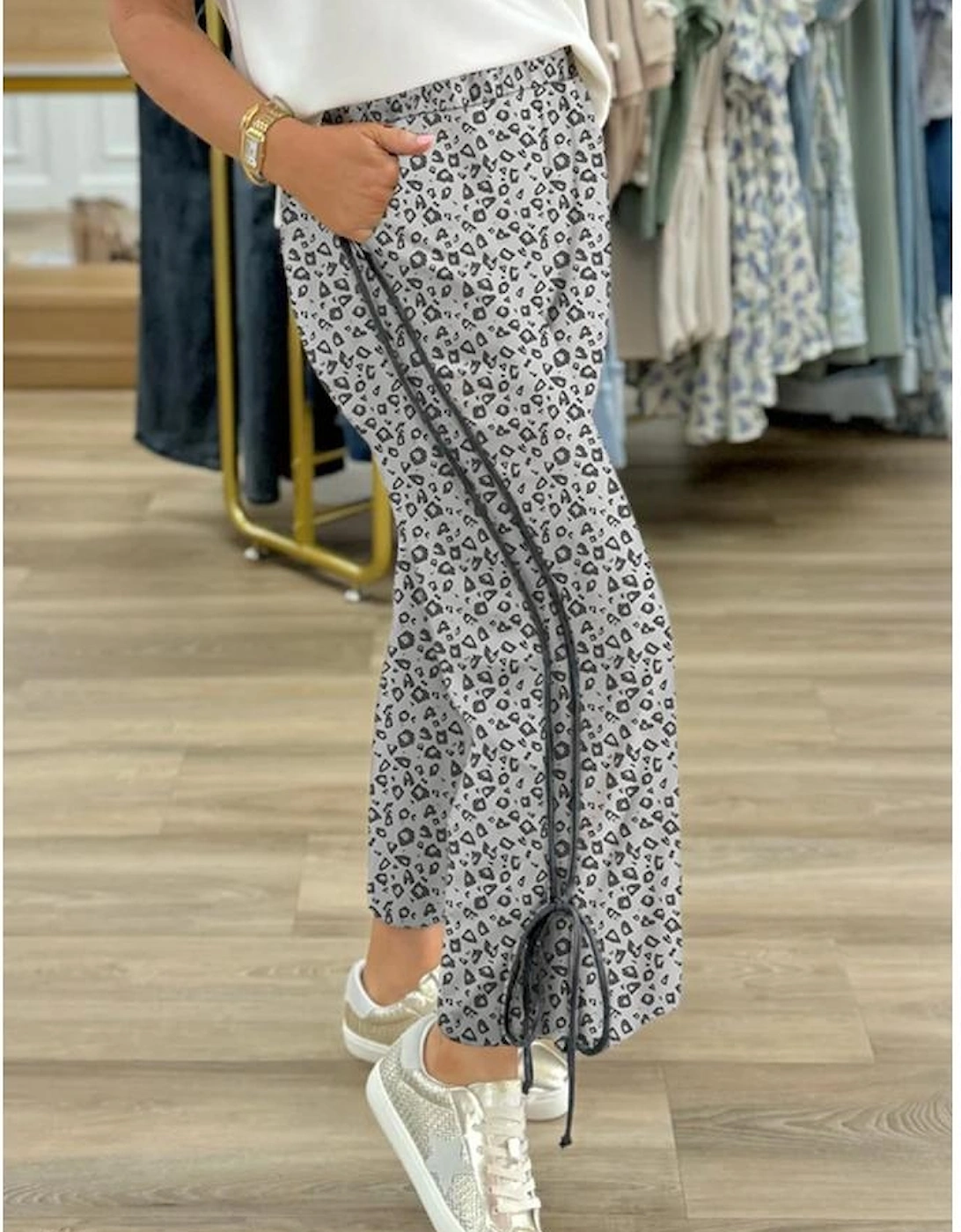 Khaki Leopard High Waist Side Bow Straight Leg, 14 of 13