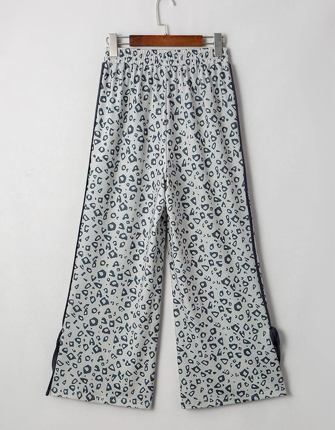 Khaki Leopard High Waist Side Bow Straight Leg