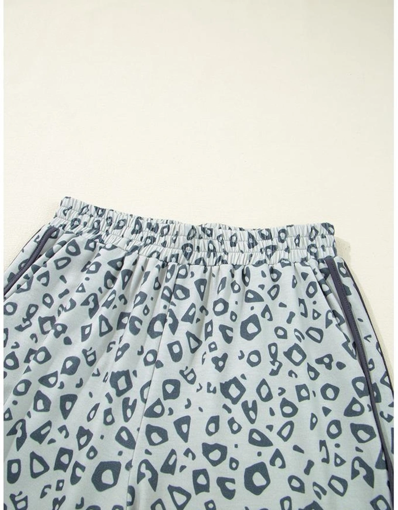 Khaki Leopard High Waist Side Bow Straight Leg