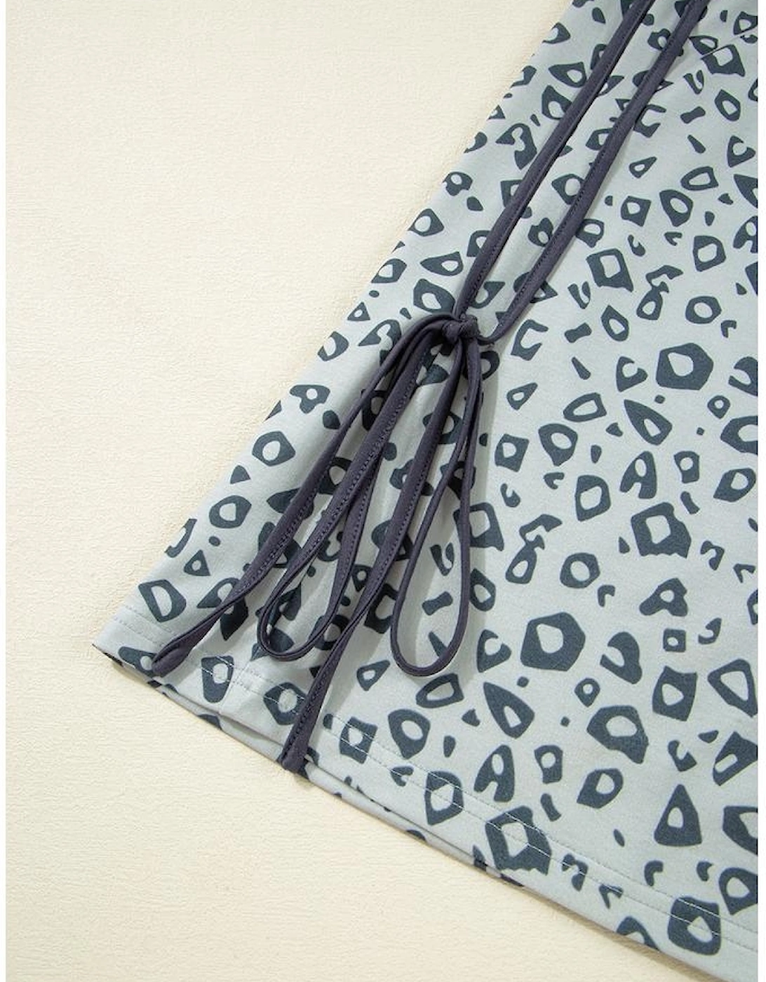 Khaki Leopard High Waist Side Bow Straight Leg