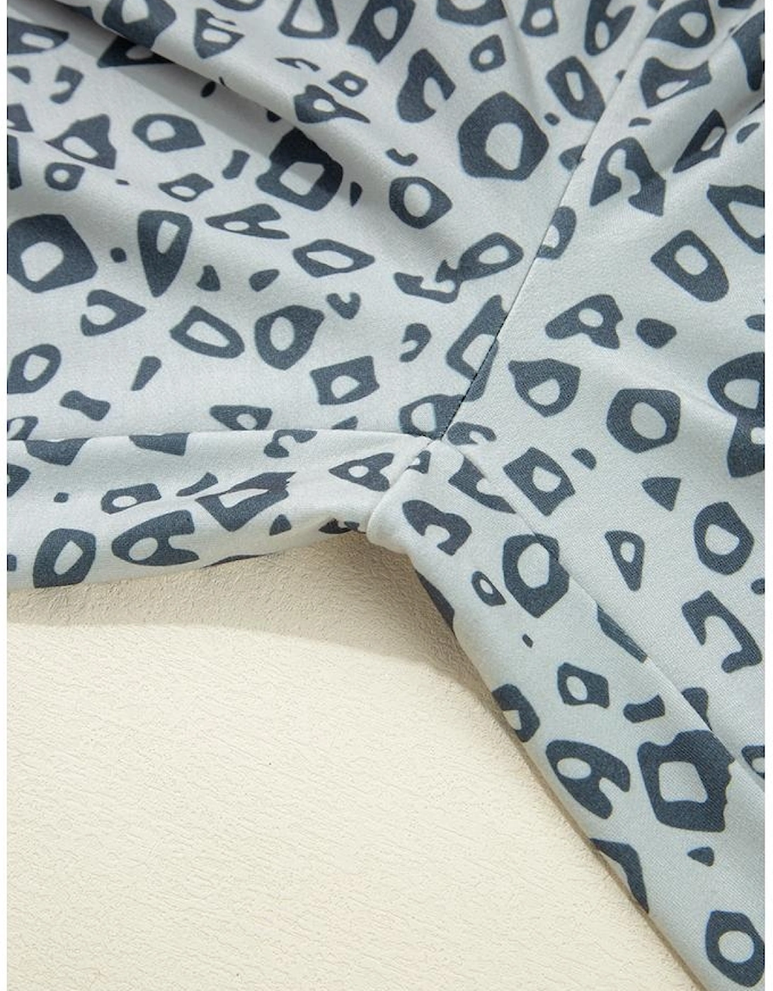 Khaki Leopard High Waist Side Bow Straight Leg